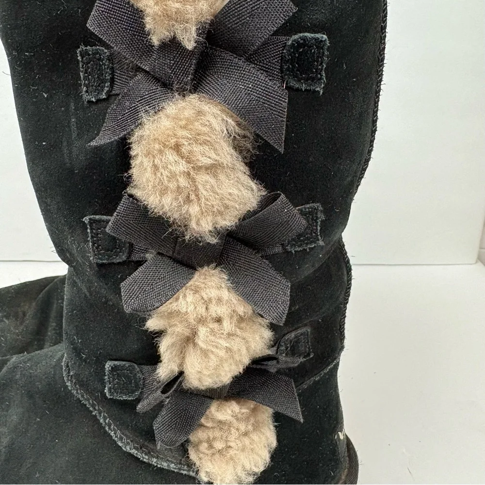 Koolaburra by Ugg Victoria Tall Winter Snow Boots Black Bows Women’s size 7
